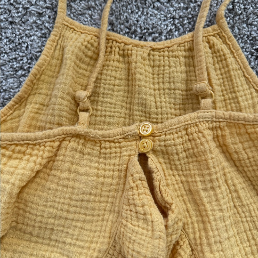 Cat & Jack Yellow Textured Knit Top ruffle Tank top open back size 4T - Picture 6 of 7